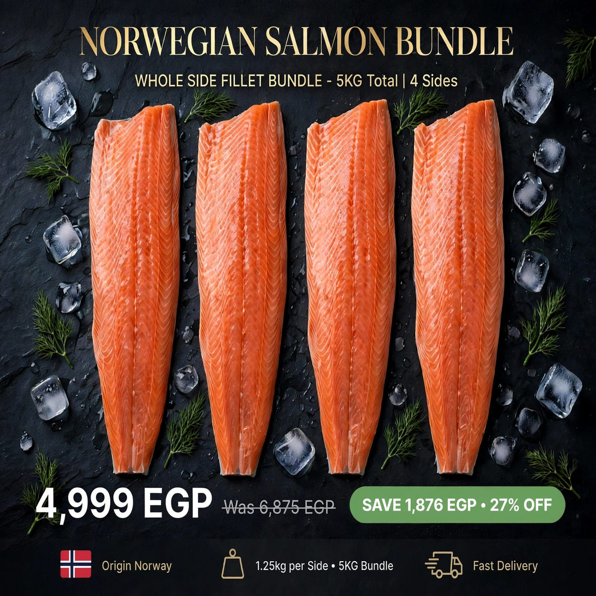 Bundle | Salmon Fillet Whole Side 4 × 1250g