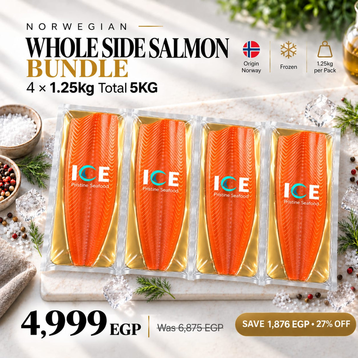 Bundle | Salmon Fillet Whole Side 4 × 1250g